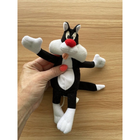 Applause Other - *1997 Sylvester Cat Tongue Out Plush Stuffed Animal Beads Vintage 8" Applause